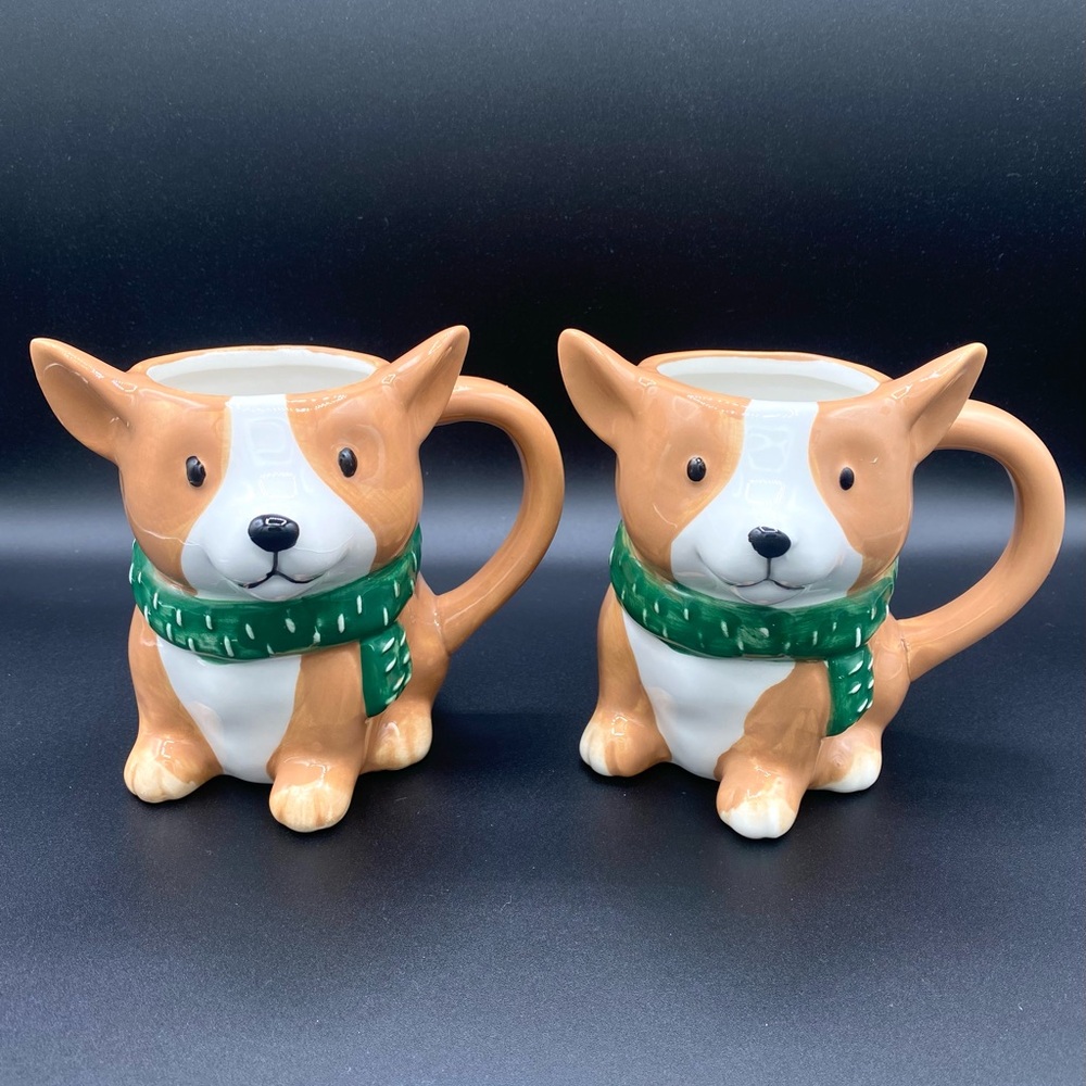 Set of 2 Target Wondershop 14.5oz Christmas Earthenware Figural Corgi Mug Set